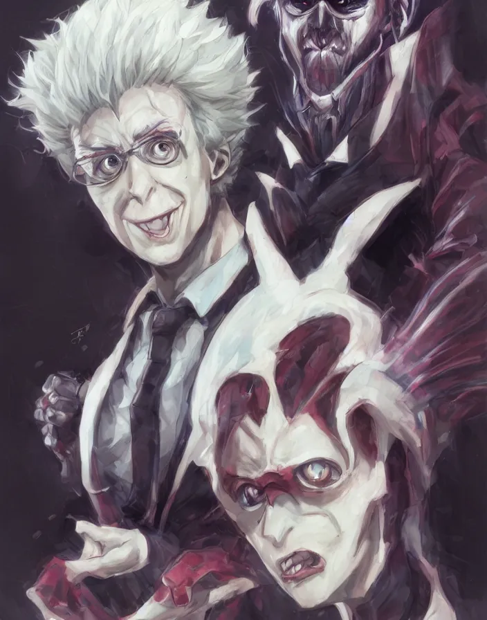 Image similar to anime portrait of beetlejuice by Stanley Artgerm Lau, WLOP, Rossdraws, James Jean, Andrei Riabovitchev, Marc Simonetti, and Sakimichan, trending on artstation