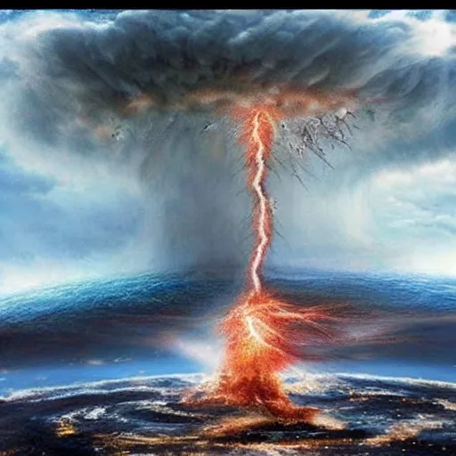 Image similar to the god of hybrid of tornado and nuclear explosion