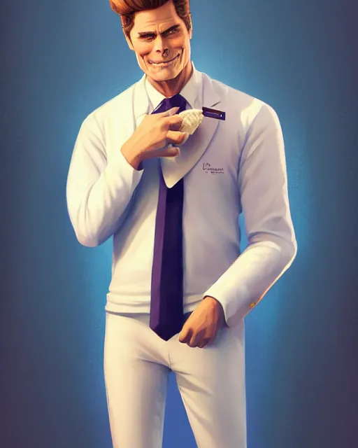 Image similar to full body anthropomorphic ice cream cone man resembling rob lowe!, fantasy, sci - fi, by charlie bowater, artgerm, ilya kuvshinov, krenz cushart, ruan jia, realism, ultra detailed, 8 k resolution