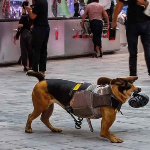 Image similar to dog fighting a man in Dubai mall