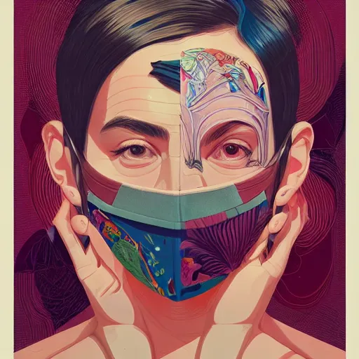 Image similar to portrait of people with sanitary mask, Tristan Eaton, artgerm, Victo Ngai, RHADS, ross draws