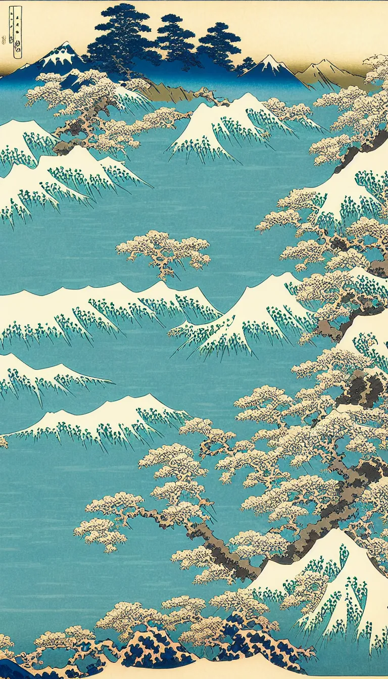 Prompt: olympic national park by hokusai