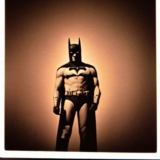 Prompt: grainy 1970s polaroid of batman on mars