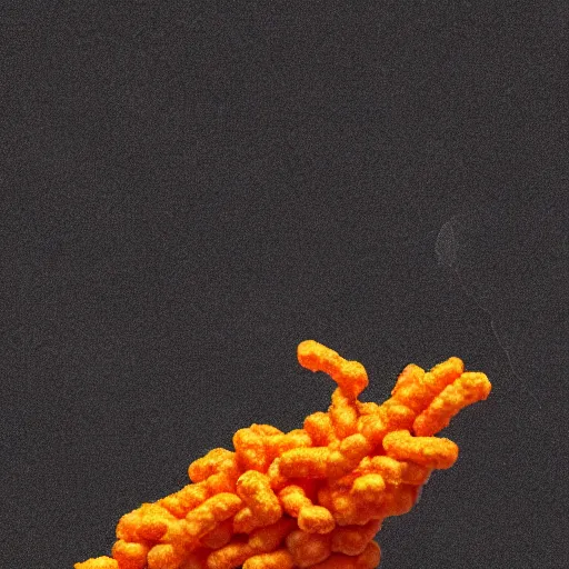 Image similar to A spider with cheetos as arms, hyperrealism, 4k