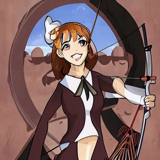 Prompt: woman with a bow and arrow anime