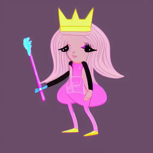 Image similar to Princess Bubblegum from Adventure Time, high details, synthwave, sharp, illustration, 8k, colorful