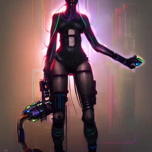 Prompt: full body jinx, cyberpunk, concept art, artstation, detailed, dramatic lighting