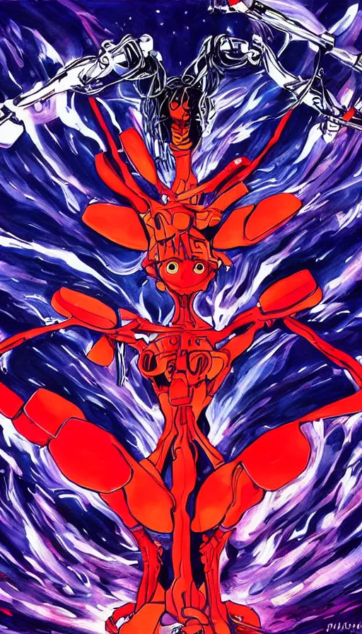 Prompt: psytrance artwork, from evangelion