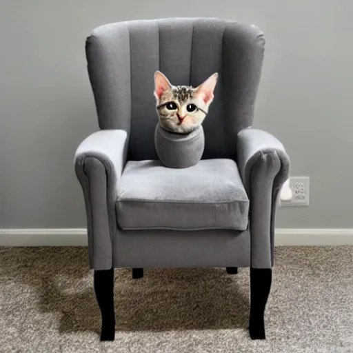 Image similar to a gray chair with a cat on it