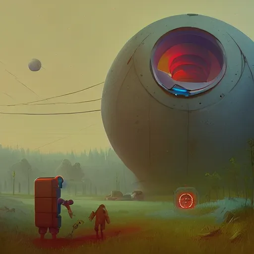 Image similar to “Portal to another world by Simon Stalenhag, 8k, highly detailed, trending on artstation”