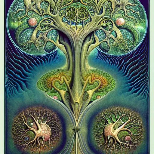 Image similar to tree of life by roger dean and andrew ferez, art forms of nature by ernst haeckel, divine chaos engine, symbolist, visionary, art nouveau, botanical fractal structures, organic, detailed, realistic, surreality