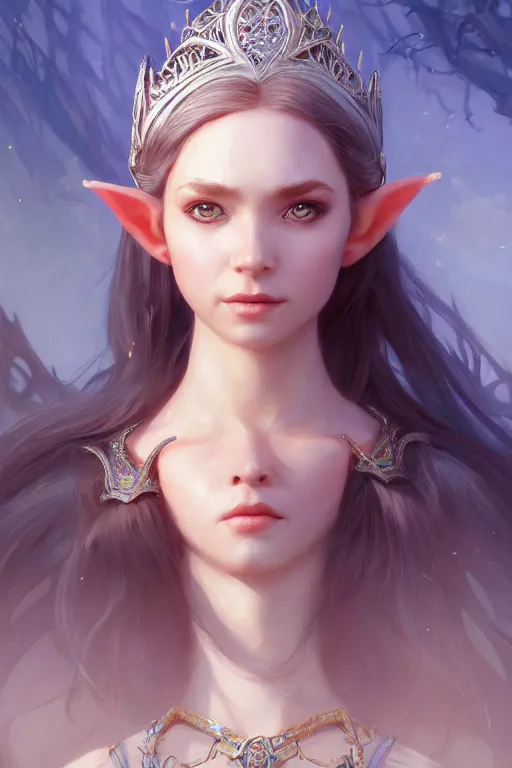 Image similar to elf princess, highly detailed, d & d, fantasy, highly detailed, digital painting, trending on artstation, concept art, sharp focus, illustration, global illumination, shaded, art by artgerm and greg rutkowski and fuji choko and viktoria gavrilenko and hoang lap