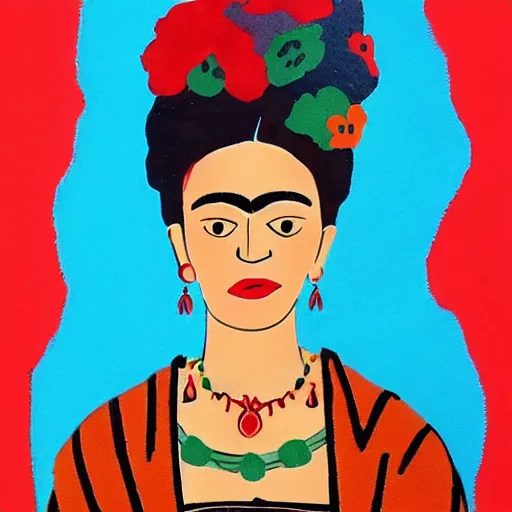 Image similar to a woman figure in the style of frida kahlo