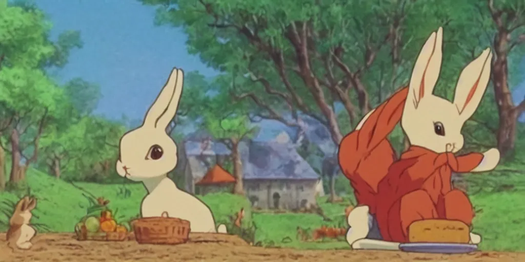 Image similar to a rabbit in the movie kiki's delivery service, screenshot