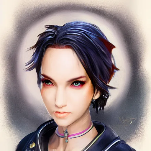 Image similar to a realistic portrait of vi from arcane