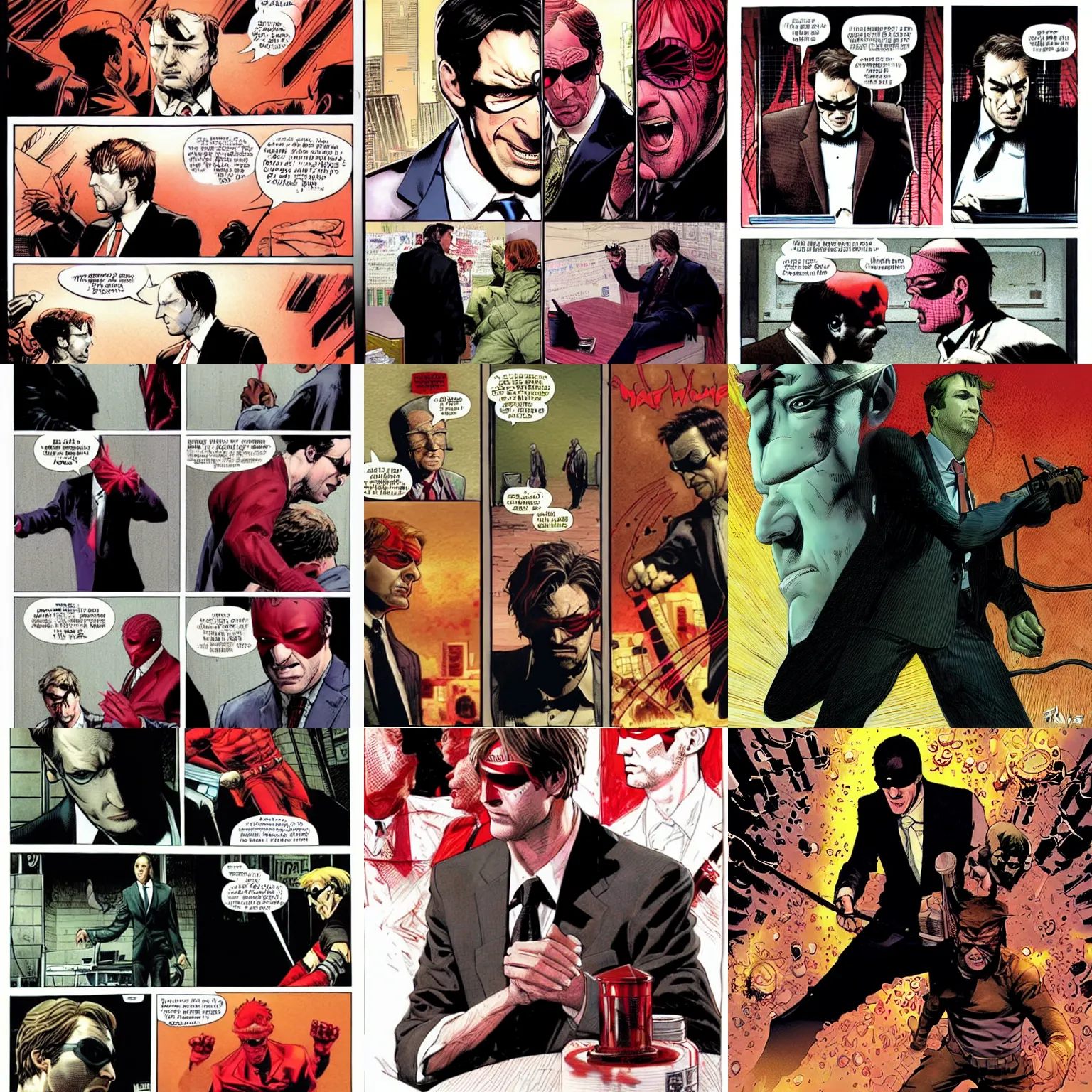 Prompt: matt murdock vs saul goodman, art by travis charest