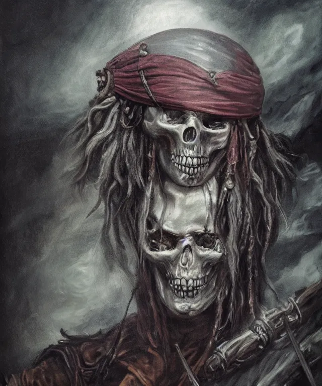 Prompt: ultra realistic color portrait painting of a tranparent 1 7 th century pirate ghost with a sword in a grotto, dark, painted, brooding, atmospheric, seascape, horror, smooth, epic, highly detailed, cinematic, artstation, paul carrick