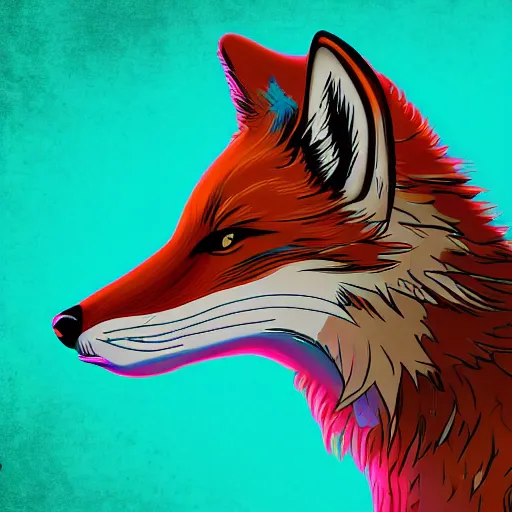 Prompt: digital fox, retrowave palette, digital augment world, highly detailed, electric breeze, anatomically correct vulpine, synth feel, fluffy face, ear floof, flowing fur, super realism, accurate animal imagery, 4 k digital art