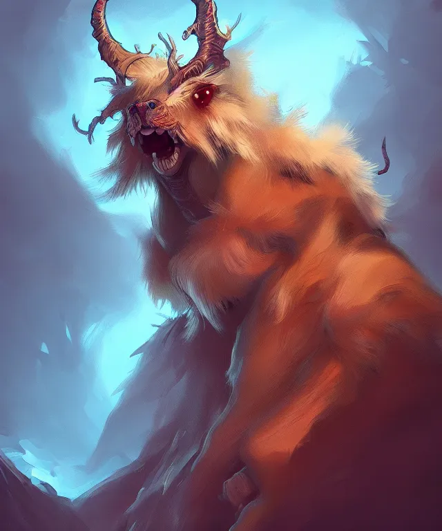 Image similar to a mythical creature covered in fur and spitting caustic acid, fantasy, elegant, digital painting, artstation, concept art, matte, sharp focus, illustration, art by nick sullo