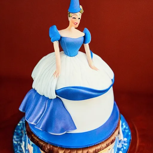 Image similar to high resolution photo of a cinderella cake, very elegant, food photography, instagram, trending