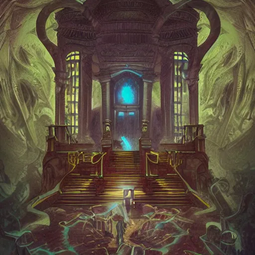 Image similar to eldritch legislature, fantasy illustration, realistic colorful photography