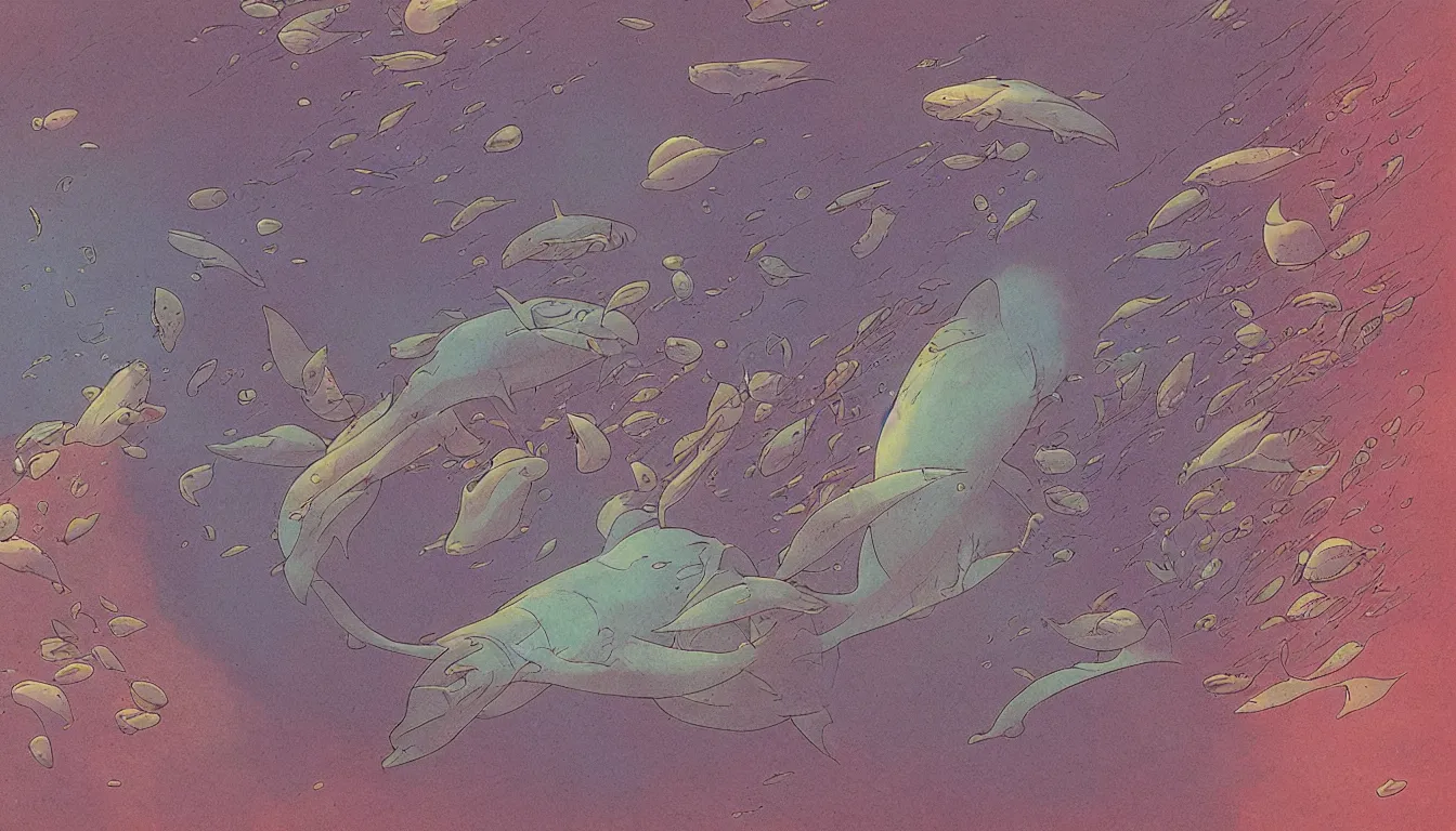 Prompt: underwater, filtered light, moebius