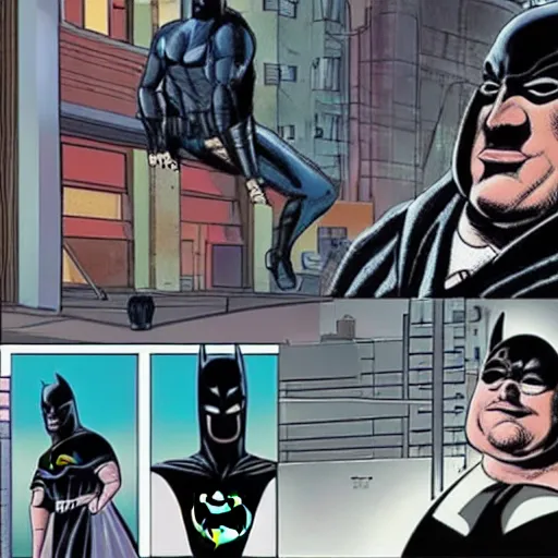 Prompt: batman in my 6 0 0 lb life, realistic, funny, gotham