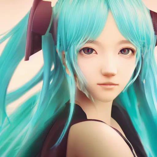 Image similar to Beautiful hatsune miku in real life, face centered portrait, Confident, fog, rain, volumetric lighting, beautiful, golden hour, sharp focus, ultra detailed, cgsociety by Leesha Hannigan, Ross Tran, Thierry Doizon, Kai Carpenter,Ignacio Fernández Ríos