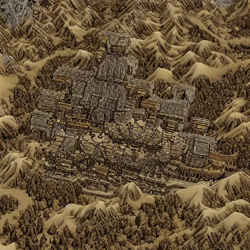 Image similar to photo taken of an epic intricate, ultra detailed great dwarven migration to the land of the rising sun