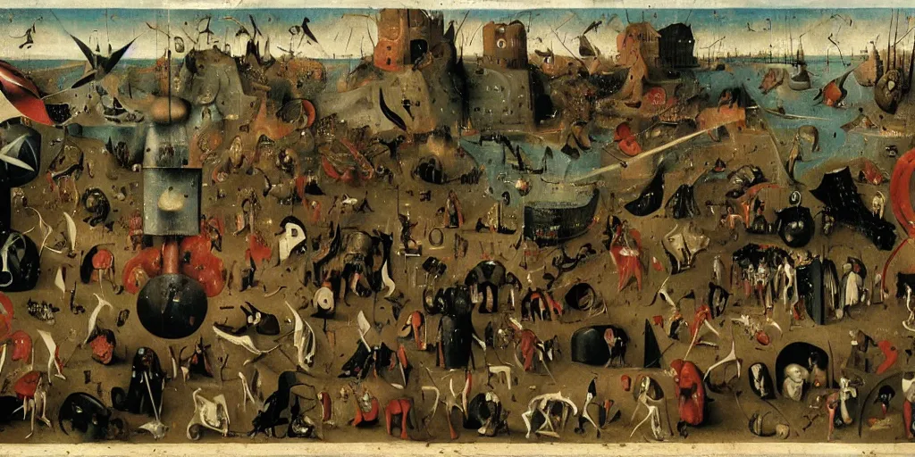 Prompt: Final scene of the Avengers movie by Hieronymus Bosch