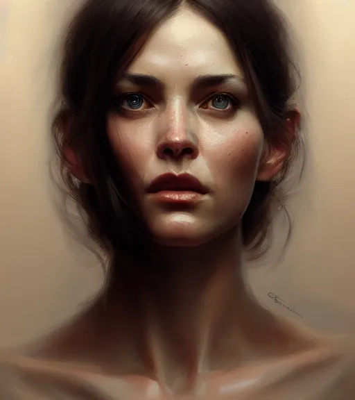 Image similar to portrait of a woman in heightened detail, poised, intense emotion, detailed facial expression, detailed surroundings, intricate, elegant, highly detailed, centered, digital painting, artstation, concept art, smooth, sharp focus, illustration, by ( greg rutkowski ), wlop