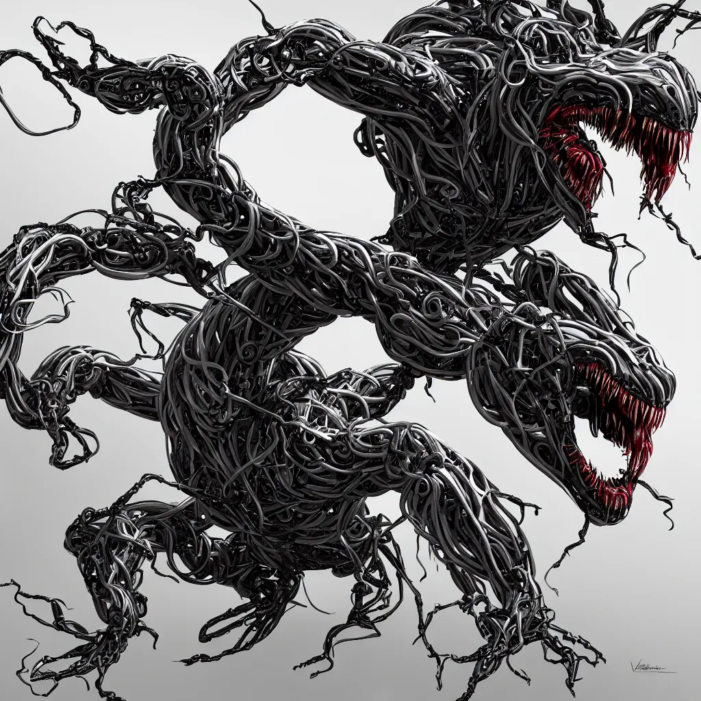 Image similar to concept art of robotic Venom, 8K resolution, detailed,