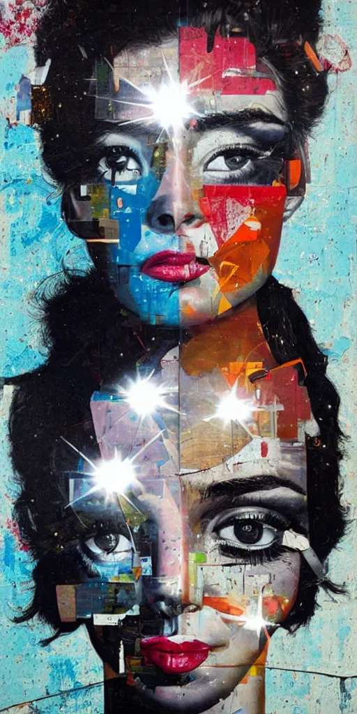 Image similar to beautiful woman being blinded by lights, 1 9 8 0's disco by sandra chevrier