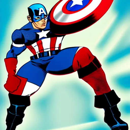 Prompt: captain america in the style of tatsuki fujimoto