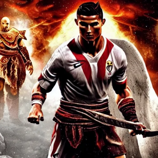 Image similar to cristiano ronaldo in the God of War game