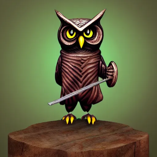 Image similar to anthropomorphic owl warrior