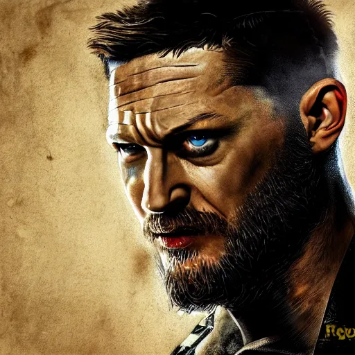 Image similar to Tom Hardy in wolverine suit Digital art 4K quality Photorealism