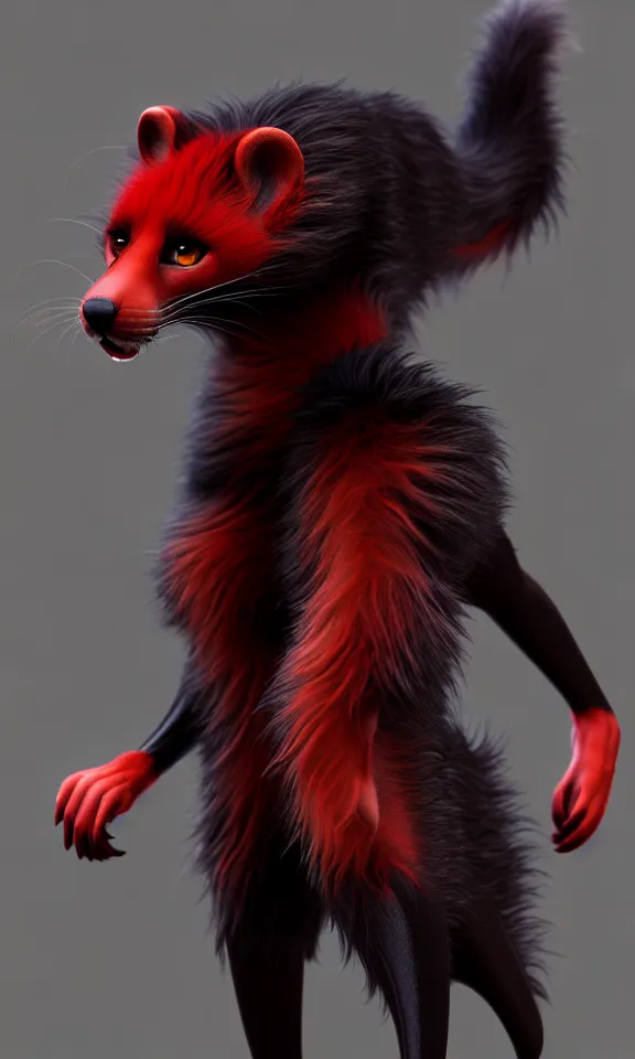 Image similar to furry - male - red - black - weasel - chaos theorist - fursona uhd ue 5 visual novel pc game expressions, photorealistic