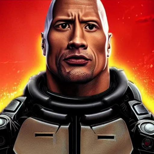 Prompt: dwayne johnson as doom guy