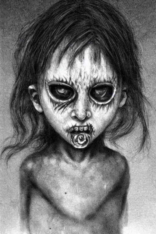 Image similar to black eyed kids, creepy, demonic