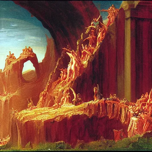 Prompt: Dante's First Circle of Hell, in the style of Thomas Cole