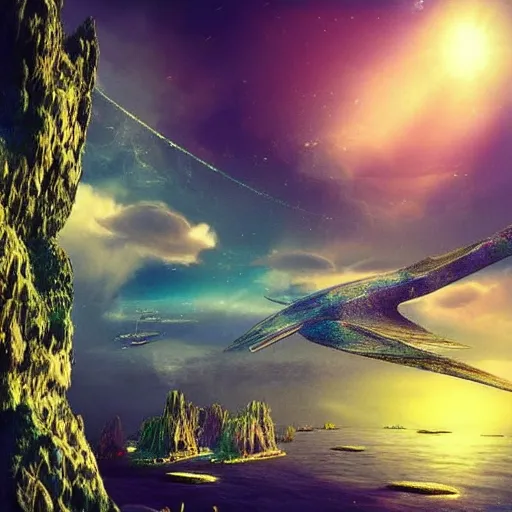 Prompt: “futuristic fantasy dreamworld in the clouds, art station, award winning”