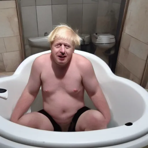 Image similar to boris johnson stuck in a bath tub full of beans