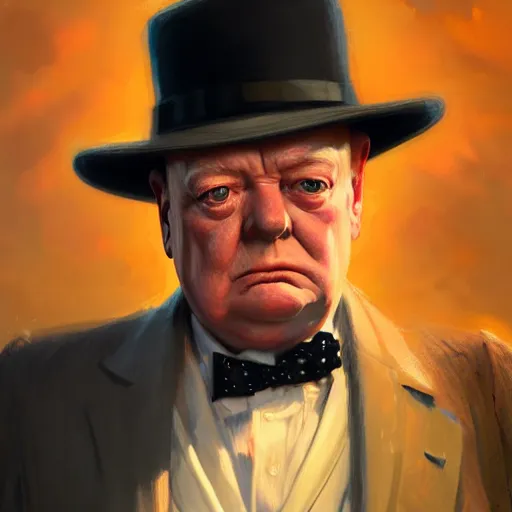 Image similar to highly detailed portrait, winston churchill, in gta v, stephen bliss, unreal engine, fantasy art by greg rutkowski, loish, rhads, ferdinand knab, makoto shinkai and lois van baarle, ilya kuvshinov, rossdraws, tom bagshaw, global illumination, radiant light, detailed and intricate environment