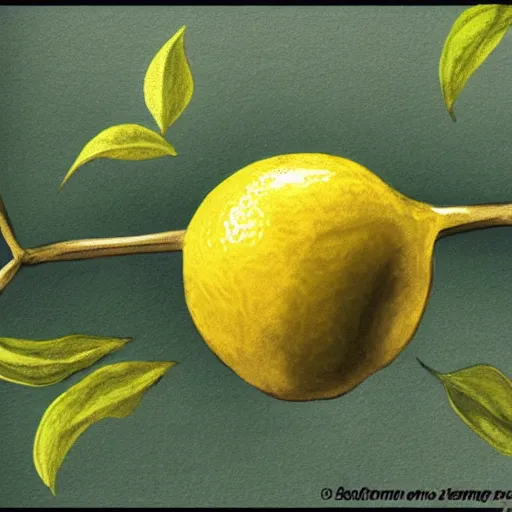 Image similar to a screaming lemon with a green leaf on top, cartoon