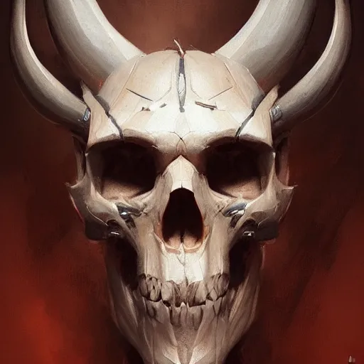 Prompt: a beautiful artwork portrait of a viking skull with horns study by greg rutkowski , featured on artstation