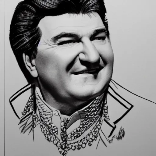 Image similar to pencil illustration of Liberace highly detailed, cinematic,