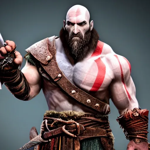 Image similar to cute and marketable god of war mascot