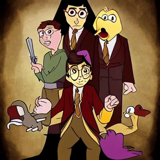 Image similar to film Harry Potter in a DuckTales style