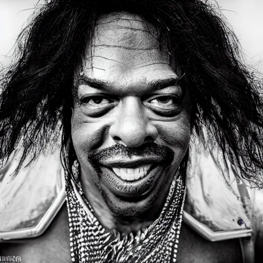 Image similar to rick james emerging from a pool of cocaine ( sony a 7 r iv, symmetric balance, polarizing filter, photolab, lightroom, 4 k, dolby vision, photography awardm, voque, perfect face )